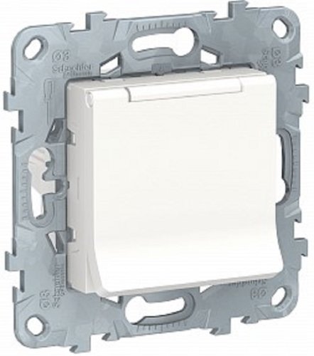 Розетка с заземлением без рамки Schneider Electric Unica New 1-м. крышка шторки IP40 белый картинка